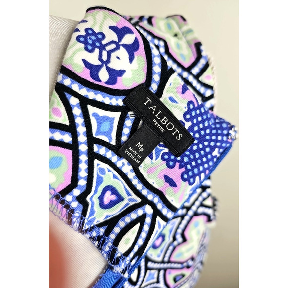 Talbots ~Woman Size M Petite~ Blue Multi Cotton Sleeveless Dress w/Pockets. - Picture 2 of 12